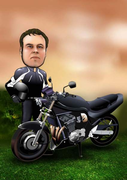 Ausdruckstarker Motorradfahrer