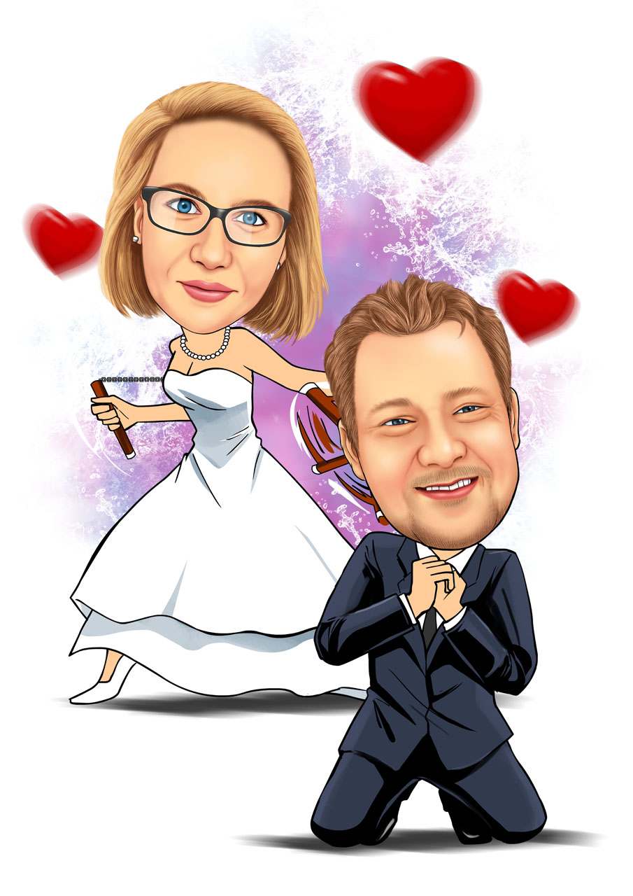 Hochzeit Geschenk Karikatur Brautpaar Hochzeitsgeschenk Heiraten Karikaturwelt Karikatur Vom Foto Nach Deinen Wunschen