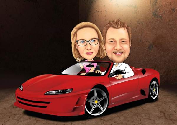Im roten Ferrari