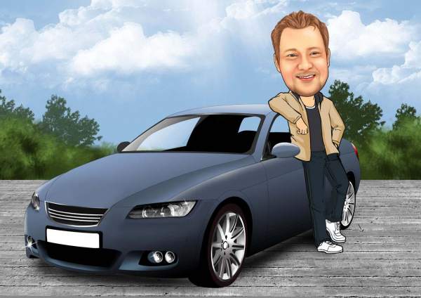 Der stolze Auto Fahrer