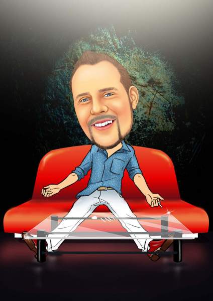 Der Mann auf der roten Couch