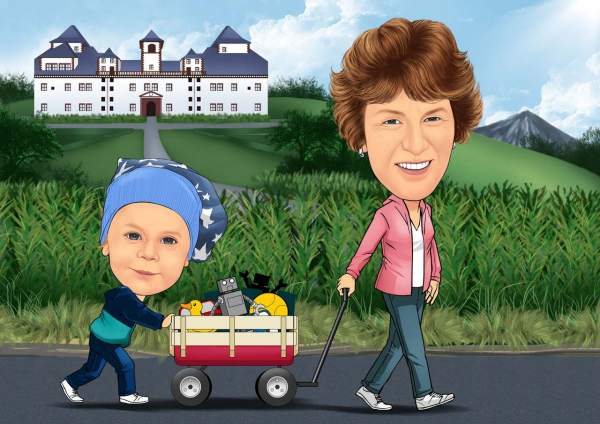 Spaziergang mit dem Bollerwagen